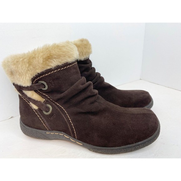 Bare Traps Lauree Boots 8M Brown Suede with Faux Fur Lining Zip Side - Picture 1 of 13